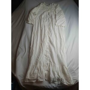 Intimate Essentials Nightgown Womens Medium White Woven Sleepwear Lace Floral